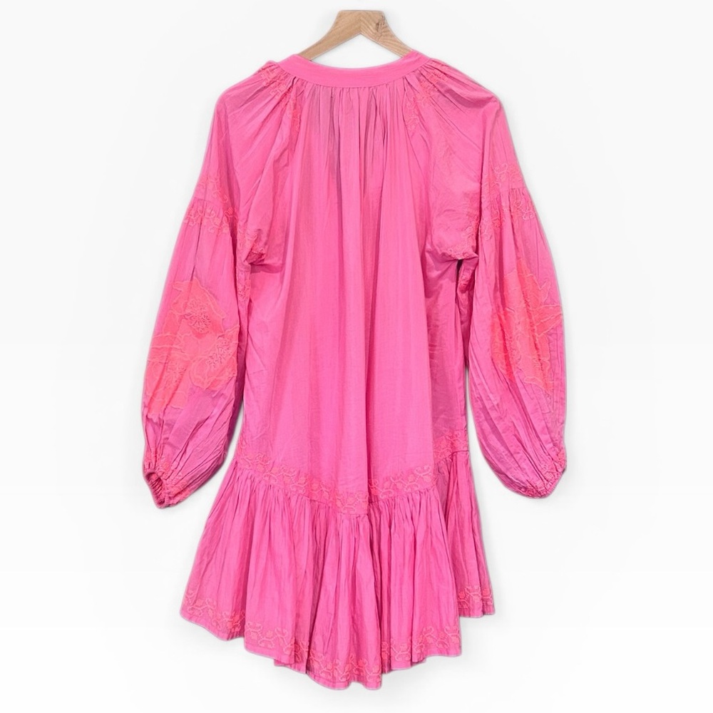 Pranella Pink Embroidered Tassel Boho Loose Fit Dress Size Small - Picture 2 of 12